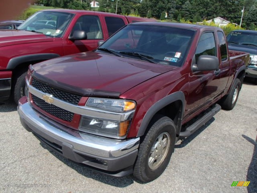 2007 Colorado LT Extended Cab 4x4 - Deep Ruby Red Metallic / Very Dark Pewter photo #3