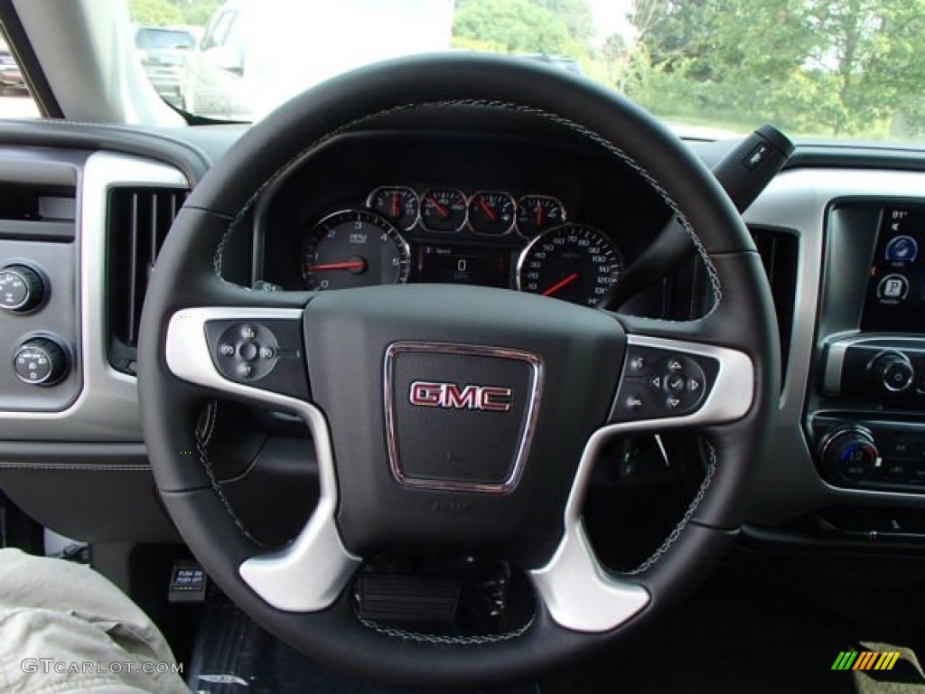 2014 GMC Sierra 1500 SLE Double Cab 4x4 Jet Black/Dark Ash Steering Wheel Photo #85192523