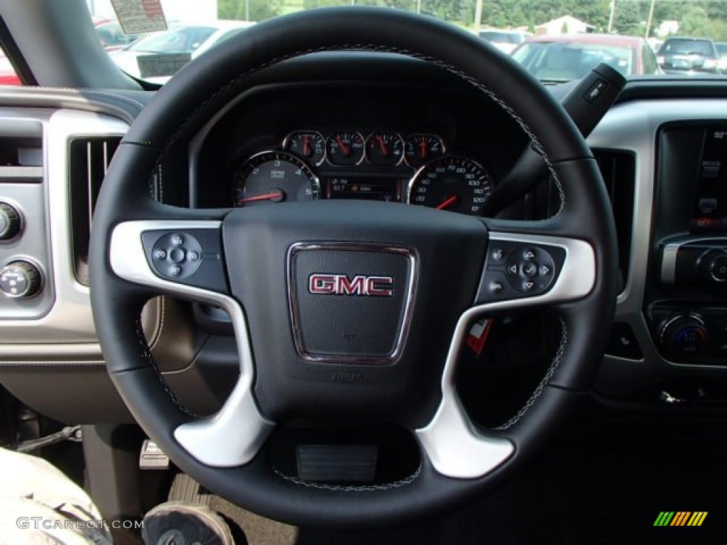 2014 GMC Sierra 1500 SLE Double Cab 4x4 Jet Black Steering Wheel Photo #85192986