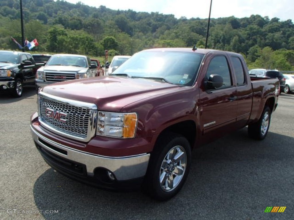 2013 Sierra 1500 SLE Extended Cab 4x4 - Sonoma Red Metallic / Ebony photo #2