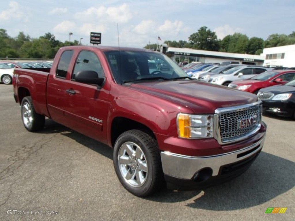 2013 Sierra 1500 SLE Extended Cab 4x4 - Sonoma Red Metallic / Ebony photo #4