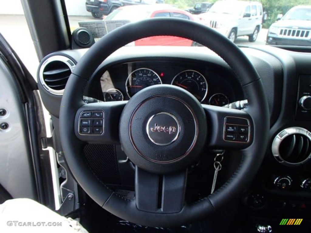 2014 Jeep Wrangler Unlimited Sahara 4x4 Black Steering Wheel Photo #85196861
