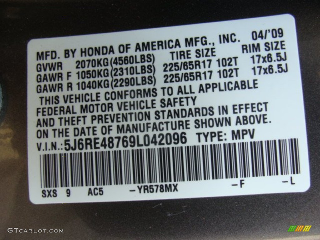 2009 CR-V EX-L 4WD - Urban Titanium Metallic / Ivory photo #16
