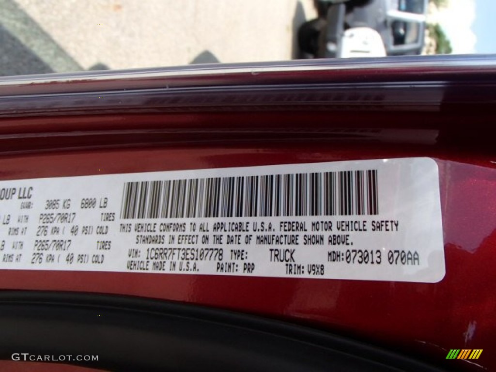2014 1500 Color Code PRP for Deep Cherry Red Crystal Pearl Photo #85199537