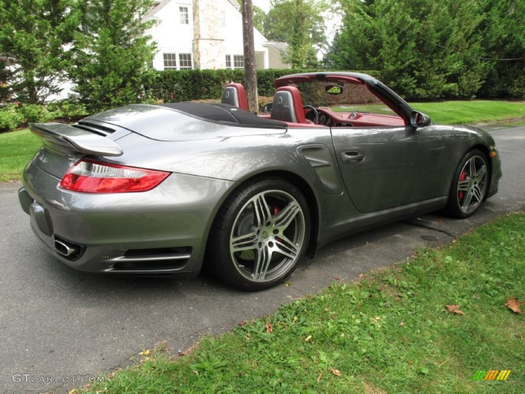 2008 911 Turbo Cabriolet - Meteor Grey Metallic / Black/Carrera Red photo #6