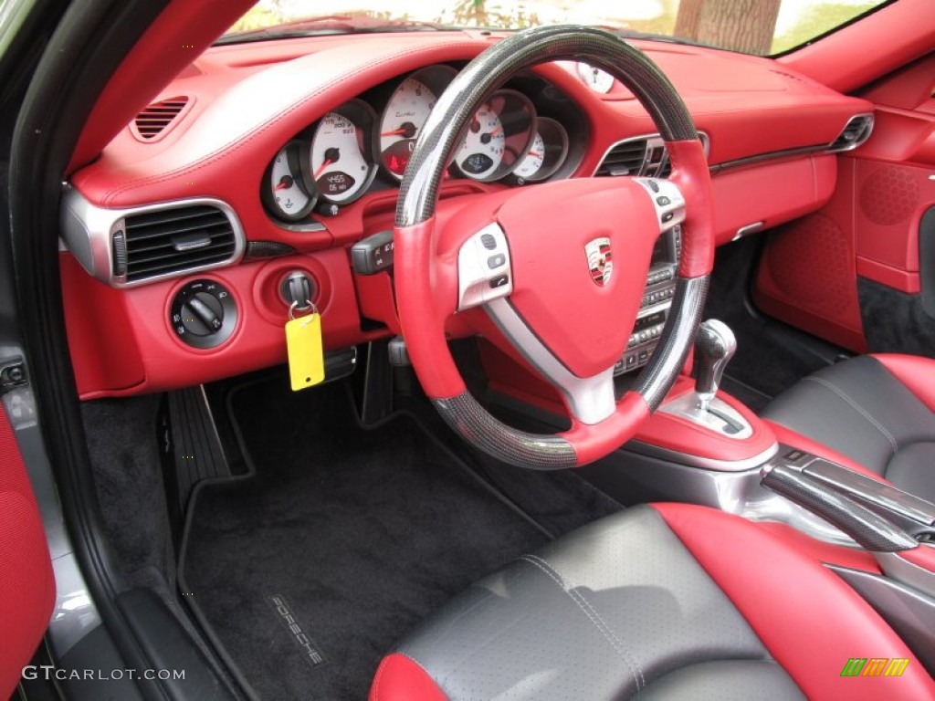 2008 911 Turbo Cabriolet - Meteor Grey Metallic / Black/Carrera Red photo #22