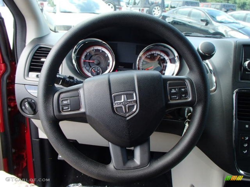 2014 Dodge Grand Caravan SXT Black/Light Graystone Steering Wheel Photo #85200352