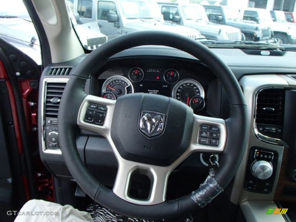 2014 Ram 1500 Laramie Quad Cab 4x4 Black Steering Wheel Photo #85200800