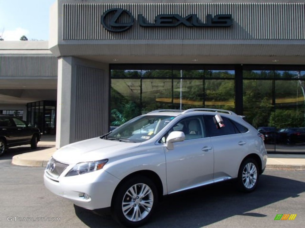2010 RX 450h AWD Hybrid - Tungsten Silver Pearl / Light Gray/Espresso Birds-Eye Maple photo #1