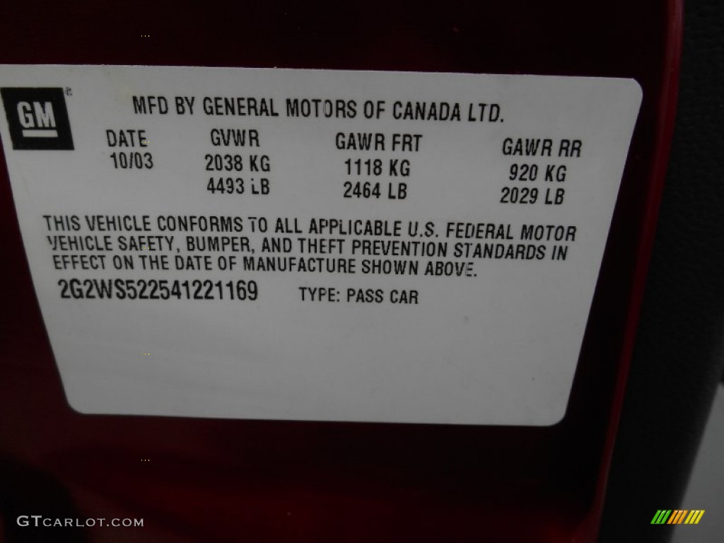 2004 Grand Prix GT Sedan - Sport Red Metallic / Dark Pewter photo #18