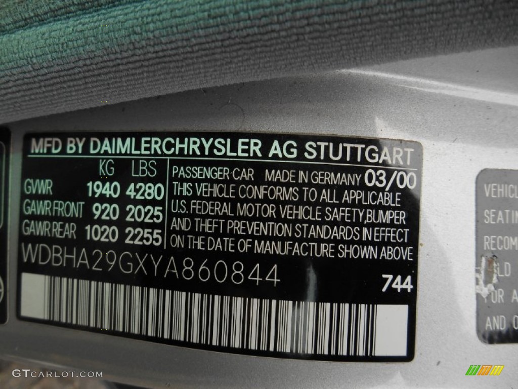 2000 Mercedes-Benz C 280 Sedan Color Code Photos