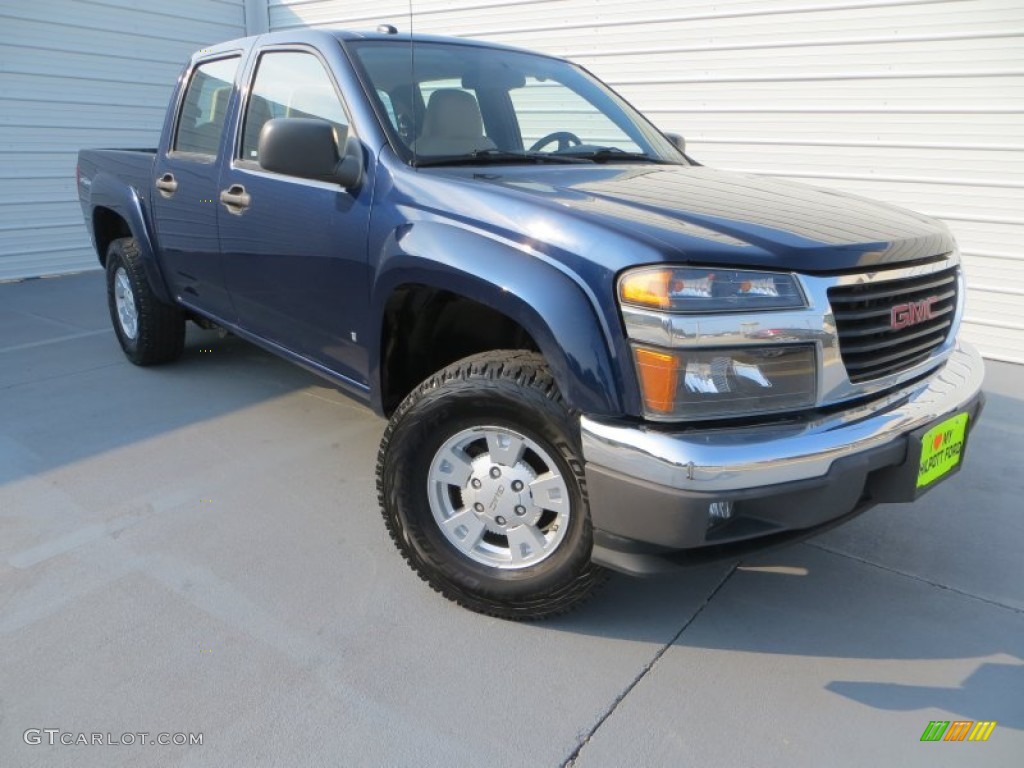 2008 Canyon SLE Crew Cab - Midnight Blue Metallic / Light Tan photo #2