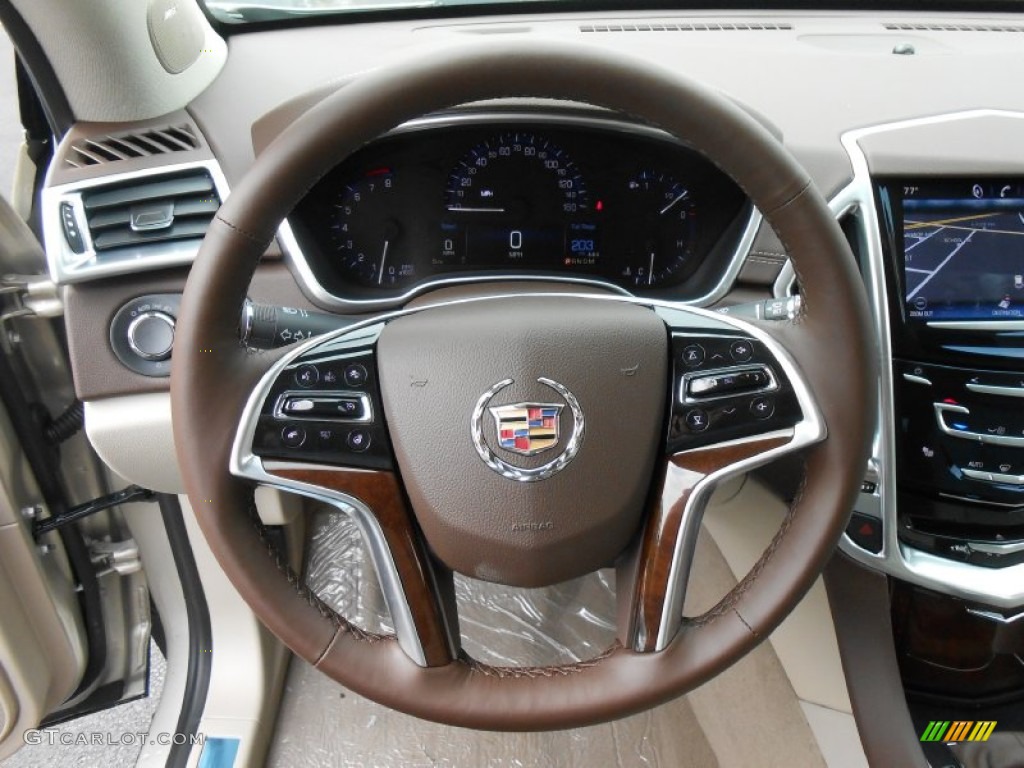 2014 Cadillac SRX Luxury Shale/Brownstone Steering Wheel Photo #85218418