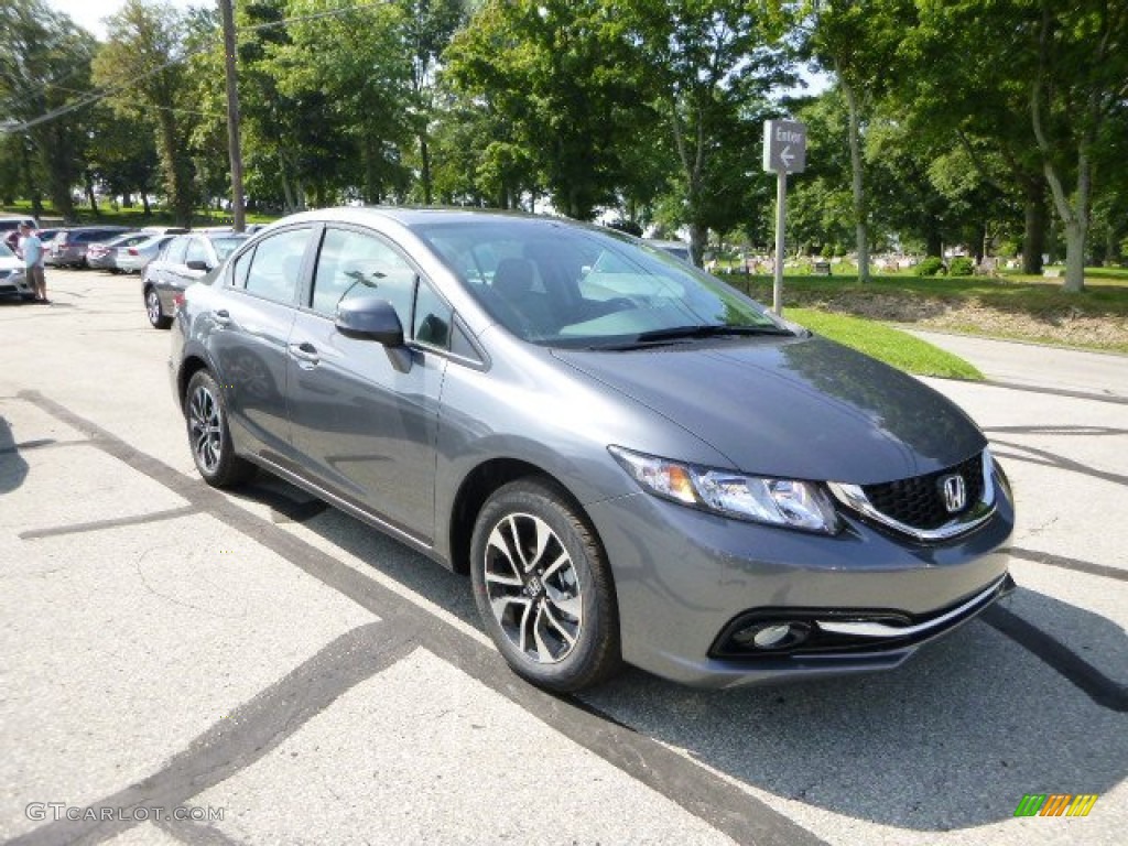 2013 Civic EX-L Sedan - Polished Metal Metallic / Gray photo #1