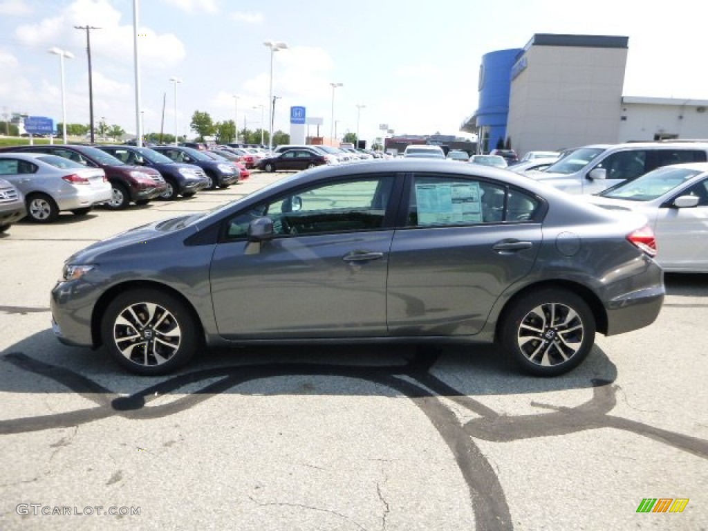 2013 Civic EX-L Sedan - Polished Metal Metallic / Gray photo #6