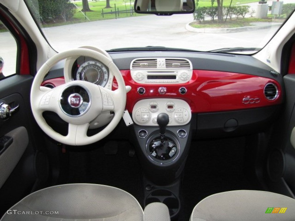 2012 Fiat 500 Lounge Tessuto Beige-Nero/Avorio (Beige-Black/Ivory) Dashboard Photo #85222336