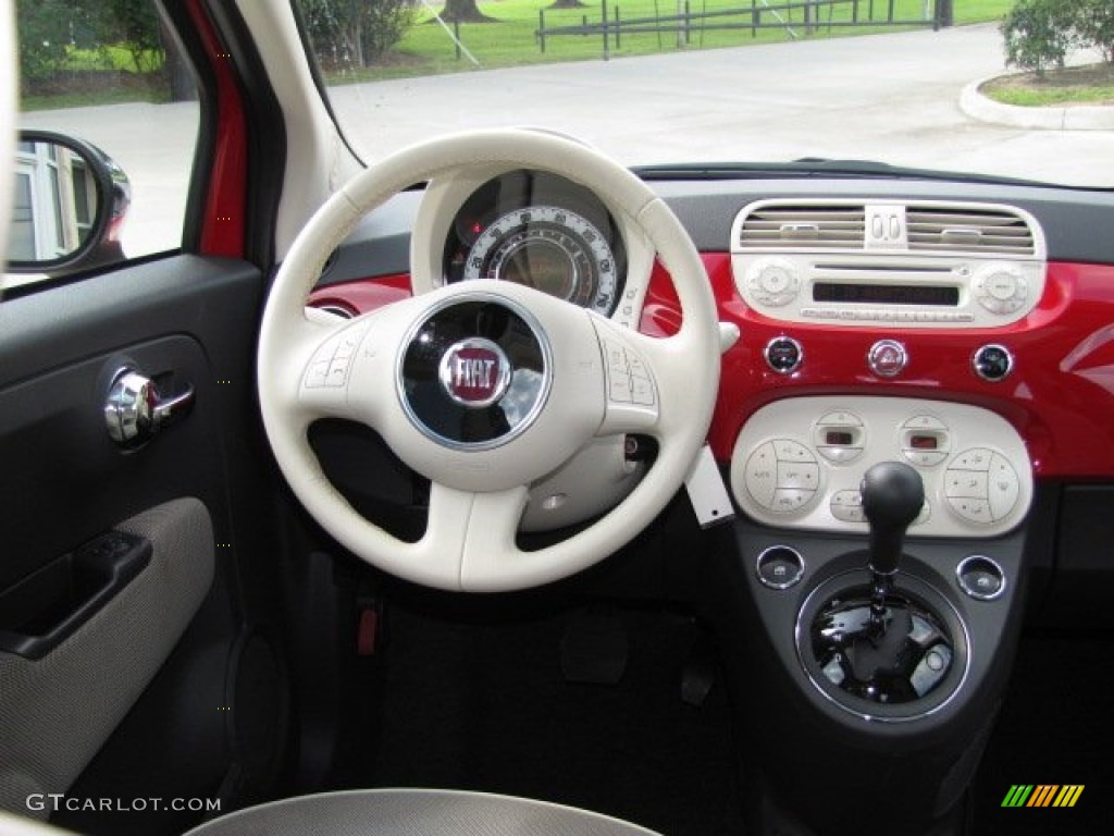 2012 Fiat 500 Lounge Tessuto Beige-Nero/Avorio (Beige-Black/Ivory) Dashboard Photo #85222496