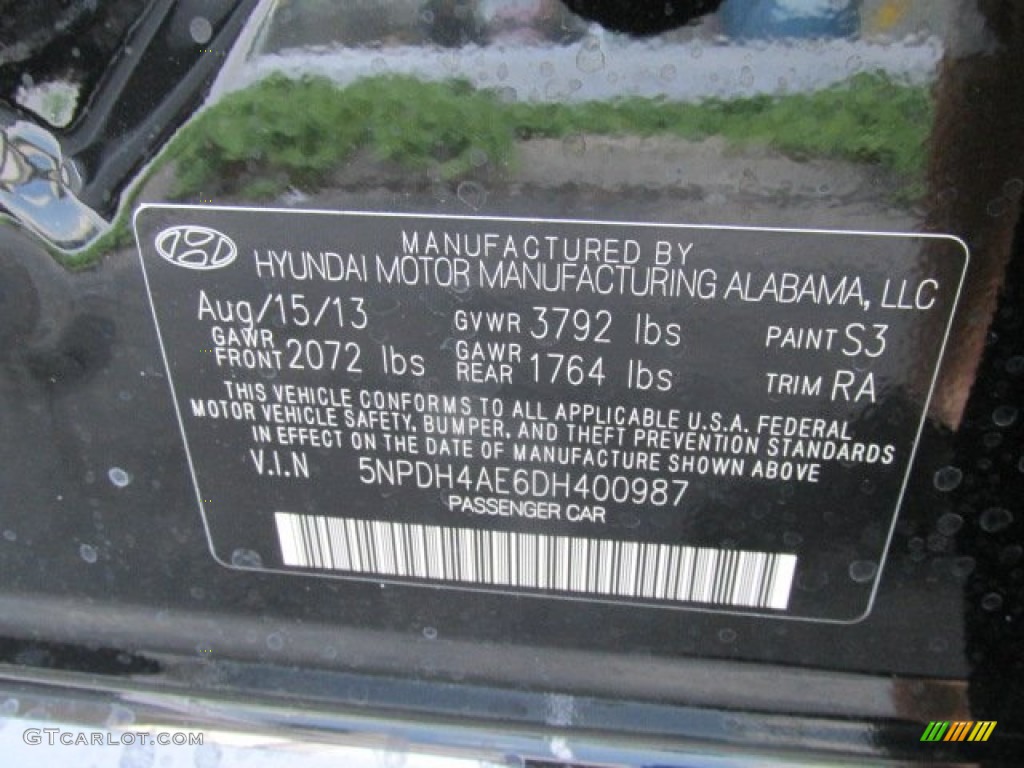 2013 Elantra GLS - Black / Gray photo #15