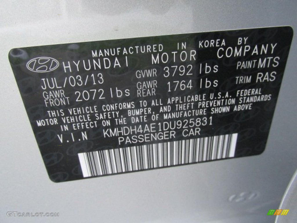 2013 Elantra GLS - Shimmering Air Silver / Gray photo #15