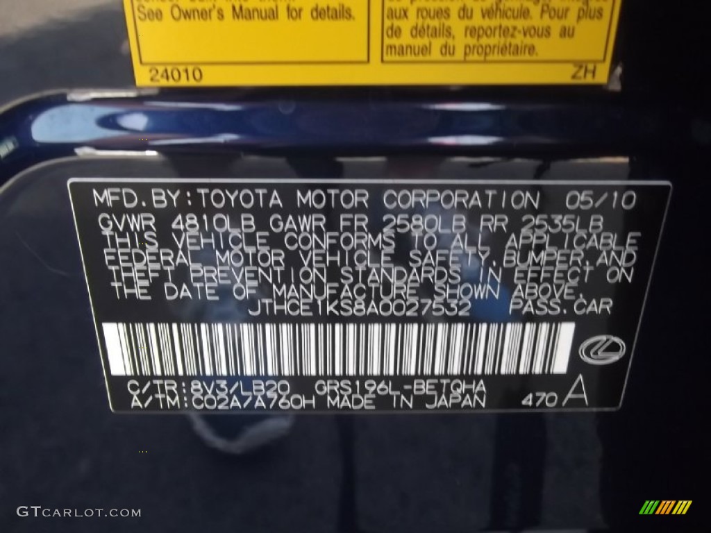 2010 GS 350 AWD - Deep Sea Blue Mica / Black photo #47