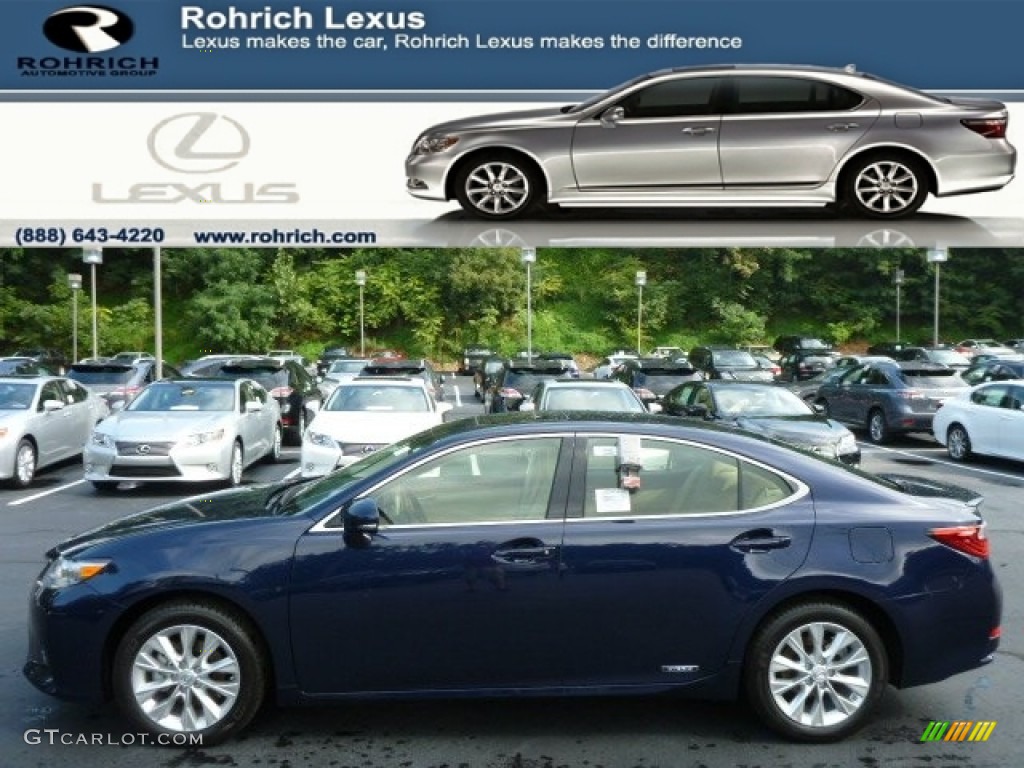 2013 ES 300h Hybrid - Deep Sea Blue Mica / Parchment photo #1