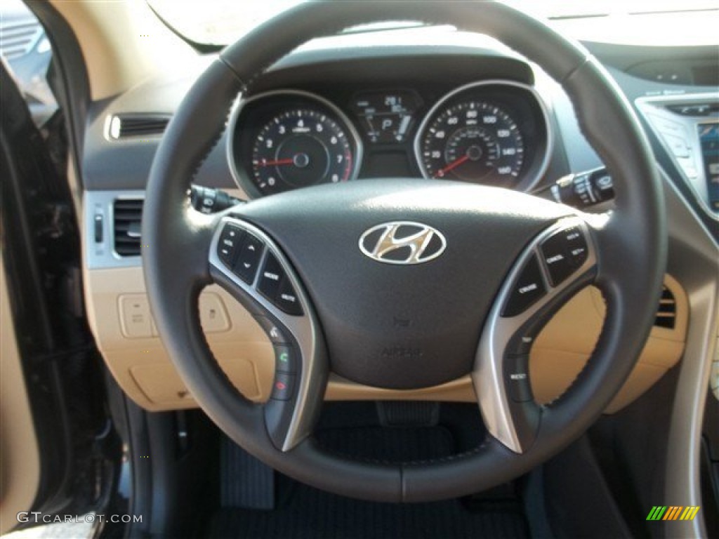 2013 Elantra Limited - Midnight Black / Beige photo #16