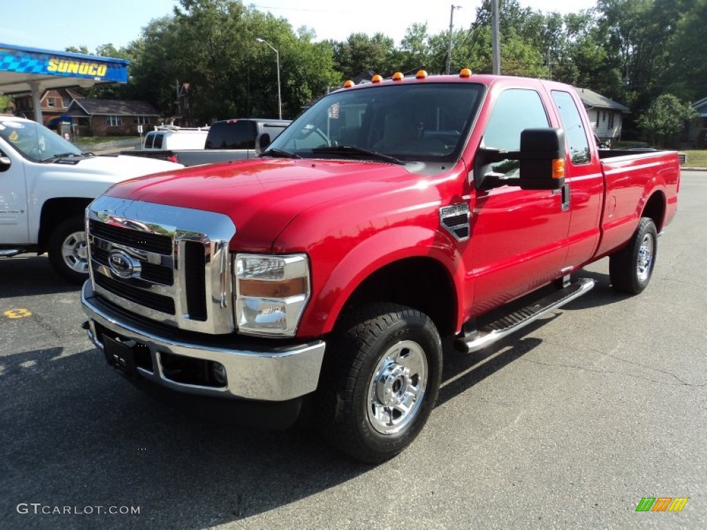 2008 F250 Super Duty XLT SuperCab 4x4 - Red / Medium Stone photo #2