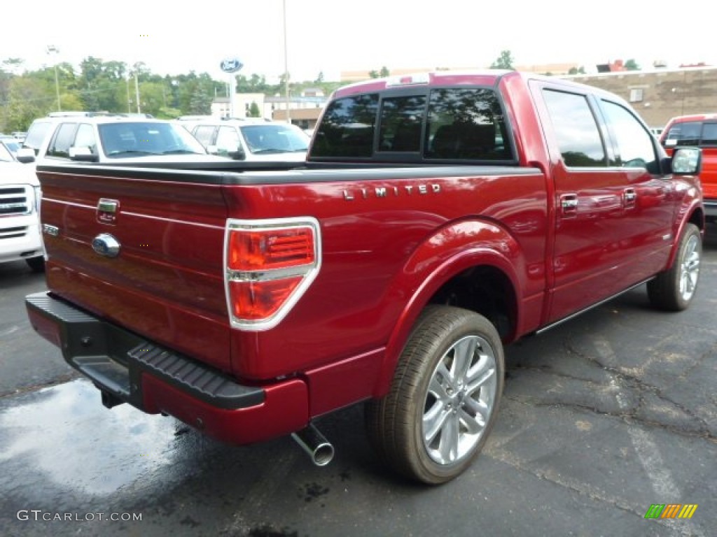 2013 F150 Limited SuperCrew 4x4 - Ruby Red Metallic / Limited Unique Red Leather photo #2