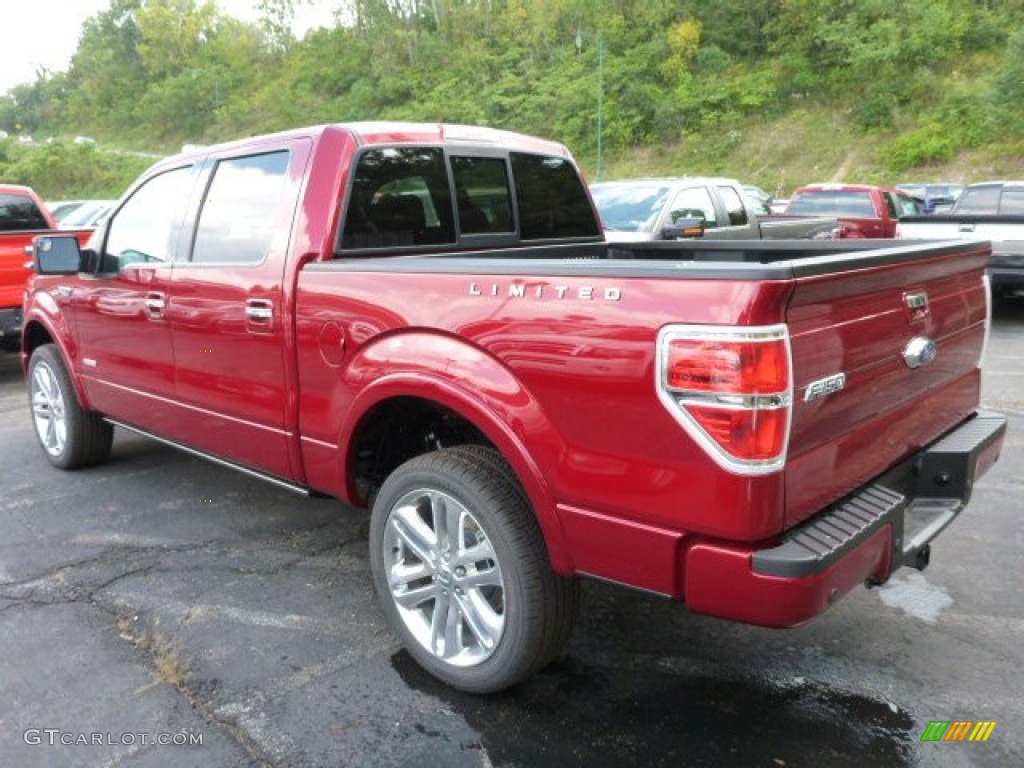 2013 F150 Limited SuperCrew 4x4 - Ruby Red Metallic / Limited Unique Red Leather photo #4