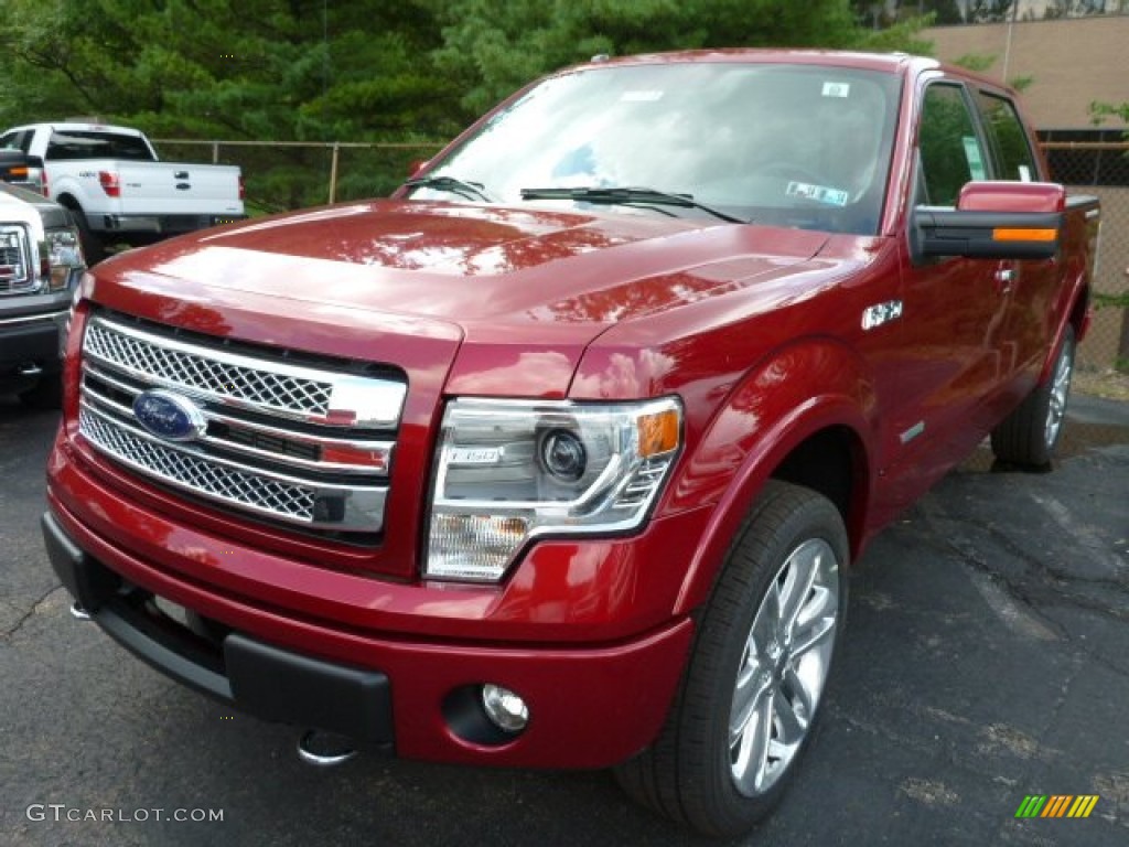 2013 F150 Limited SuperCrew 4x4 - Ruby Red Metallic / Limited Unique Red Leather photo #5
