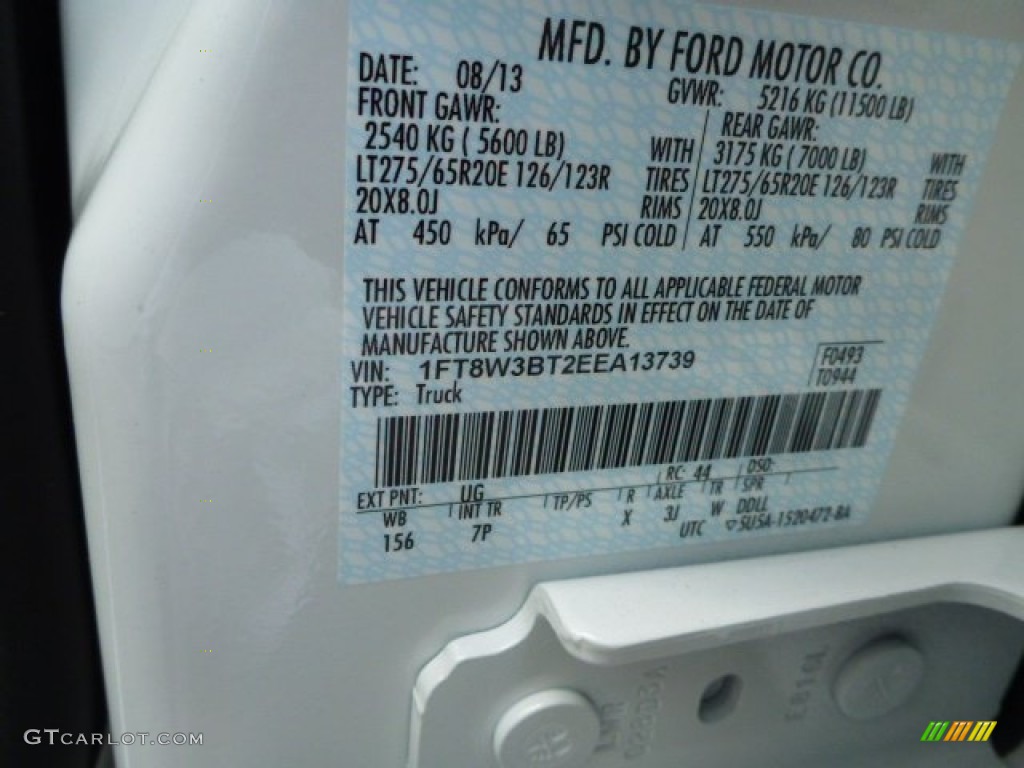 2014 F350 Super Duty Color Code UG for White Platinum Tri-Coat Photo #85240271