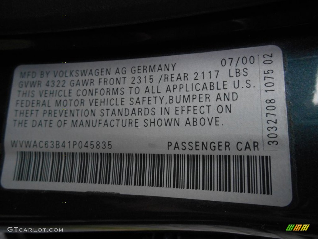 2001 Passat GLS Sedan - Blue Anthracite Pearl / Black photo #17