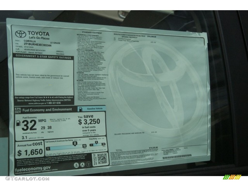 2014 Toyota Corolla LE Window Sticker Photo #85248086