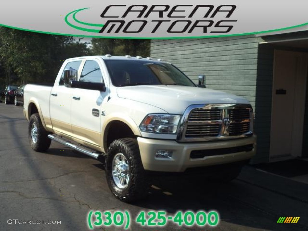 2011 Ram 2500 HD Laramie Longhorn Crew Cab 4x4 - Bright White / Light Pebble Beige/Bark Brown photo #1