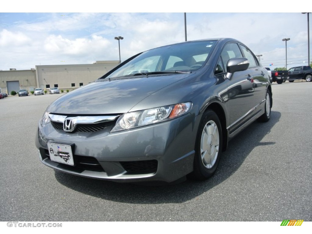 2011 Civic Hybrid Sedan - Polished Metal Metallic / Beige photo #1