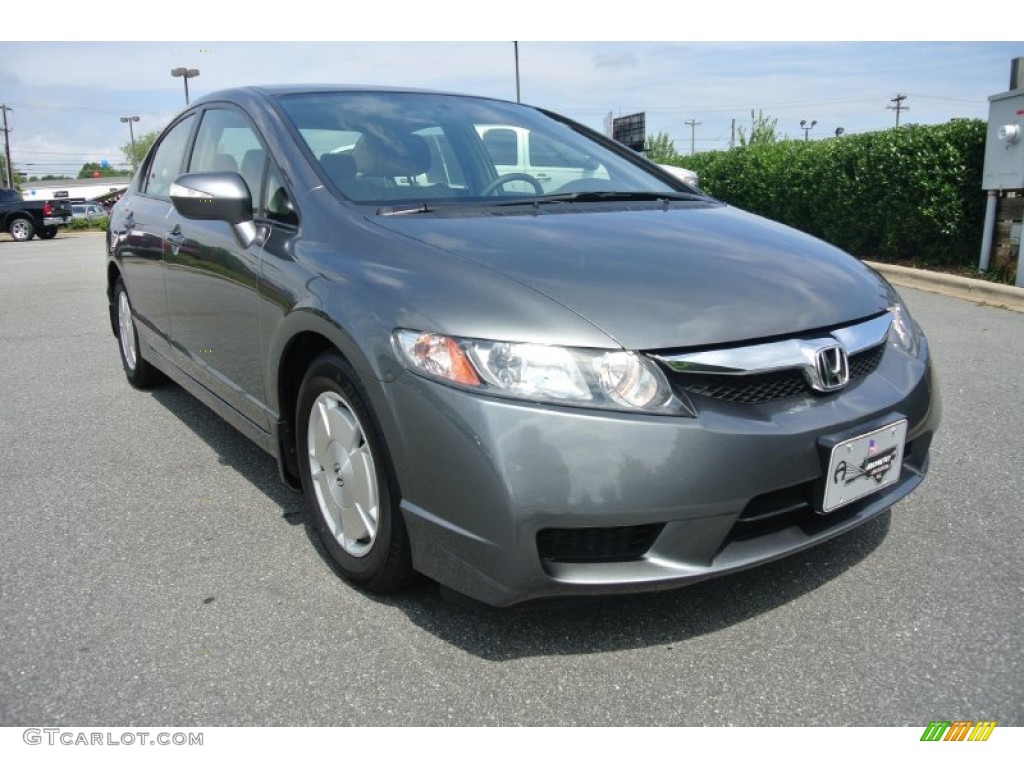 2011 Civic Hybrid Sedan - Polished Metal Metallic / Beige photo #2