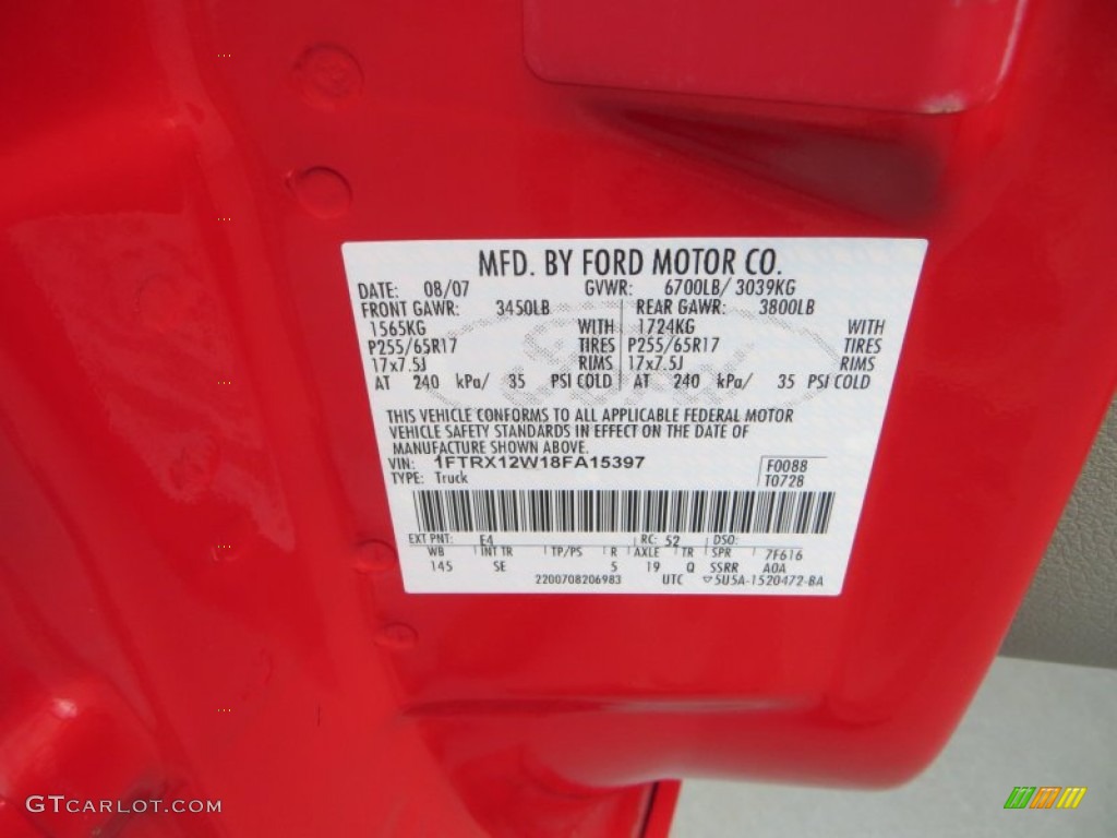2008 F150 STX SuperCab - Bright Red / Medium/Dark Flint photo #40