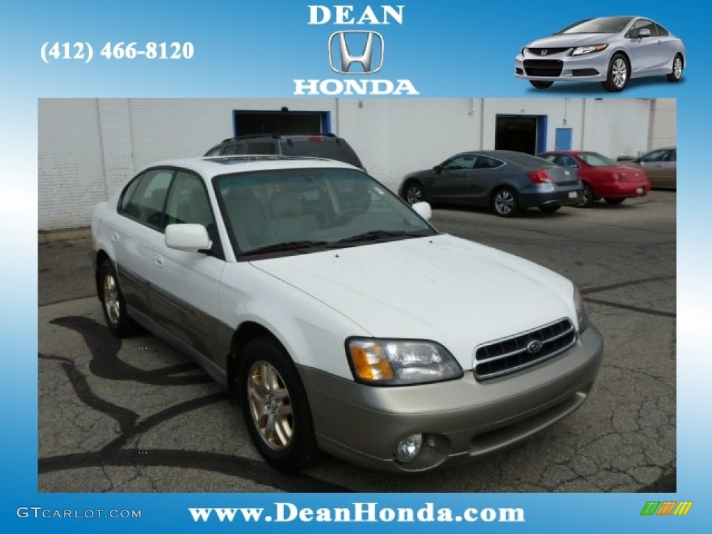 2001 Outback Limited Sedan - White Frost Pearl / Beige photo #1