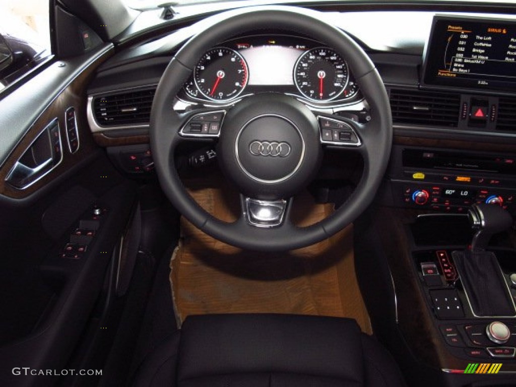 2014 Audi A7 3.0T quattro Prestige Black Steering Wheel Photo #85289264
