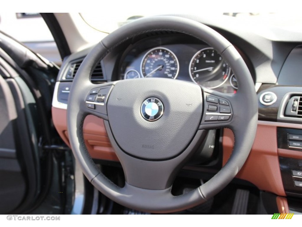 2011 BMW 5 Series 528i Sedan Cinnamon Brown Steering Wheel Photo #85295465