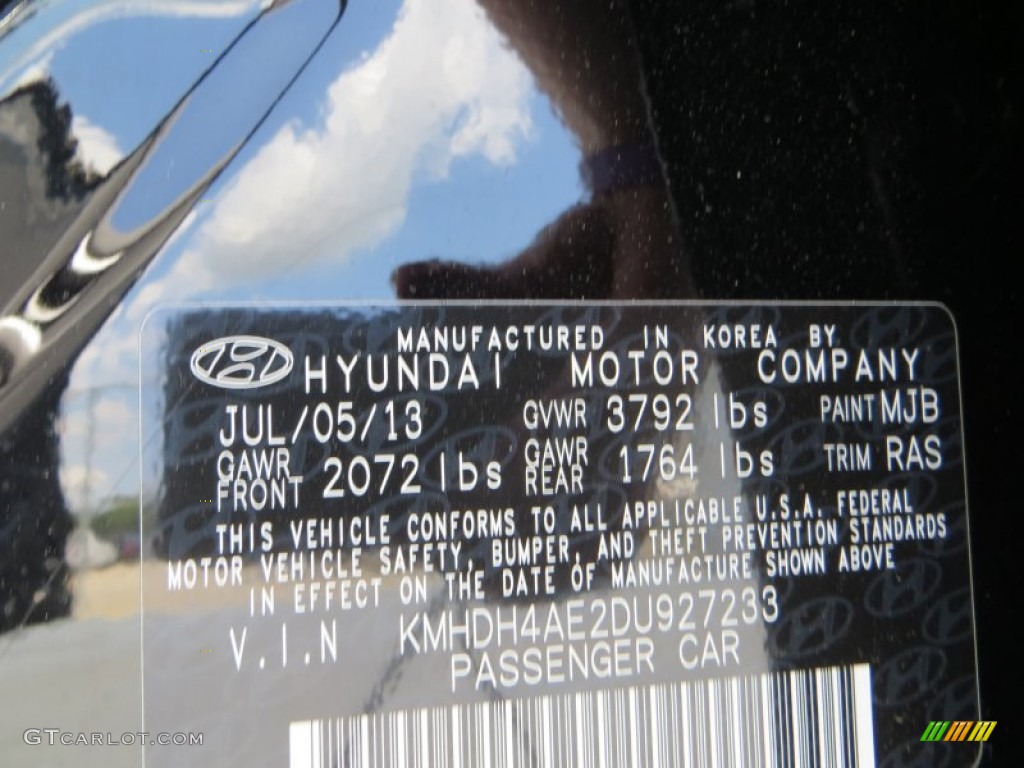 2013 Elantra GLS - Black / Gray photo #29