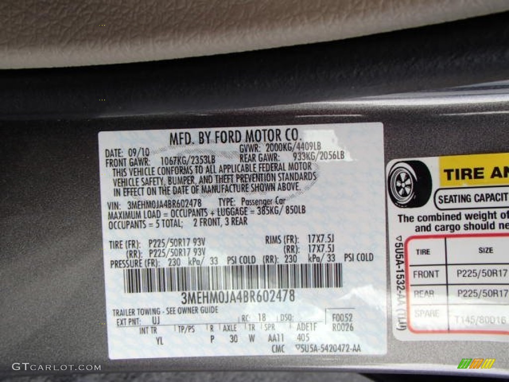 2011 Mercury Milan I4 Premier Color Code Photos