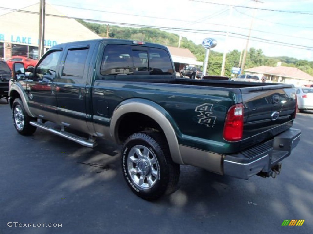 2011 F350 Super Duty Lariat Crew Cab 4x4 - Forest Green Metallic / Adobe photo #6
