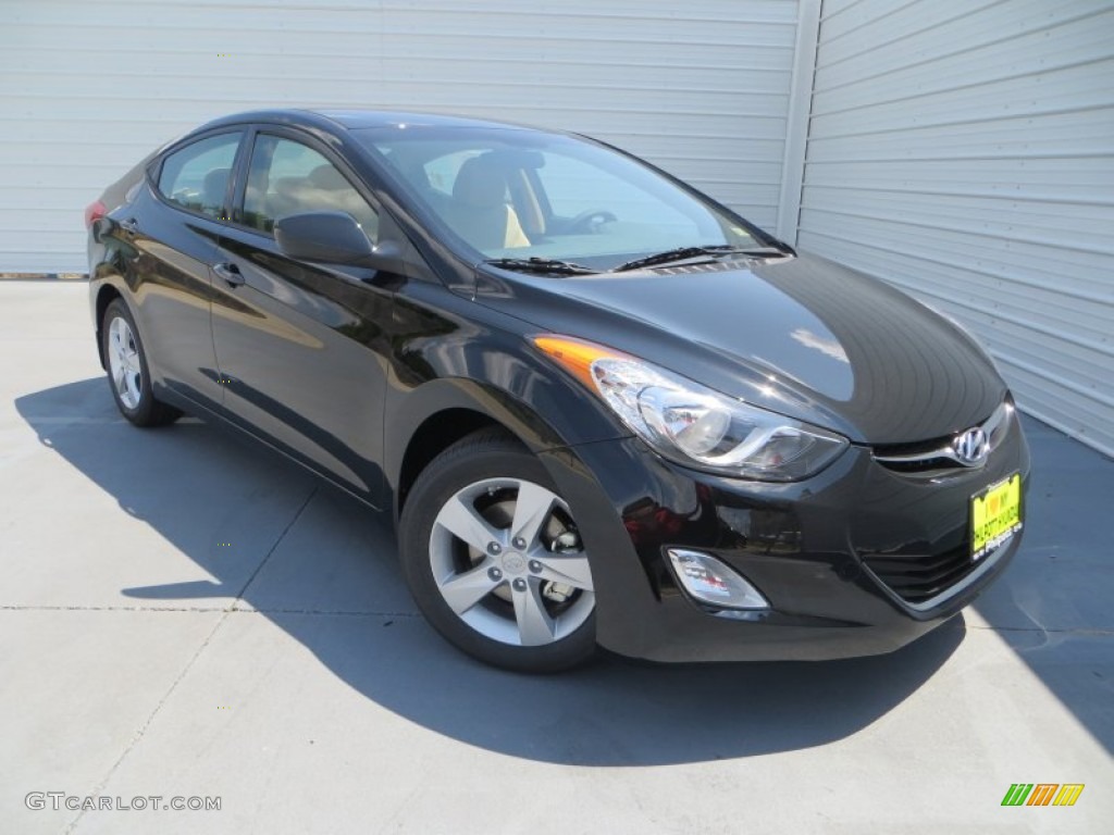 2013 Elantra GLS - Midnight Black / Beige photo #1