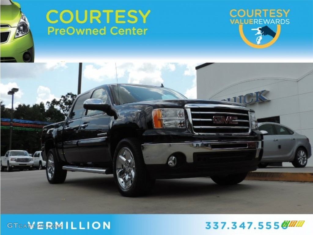 2012 Sierra 1500 SLE Crew Cab - Carbon Black Metallic / Ebony photo #1