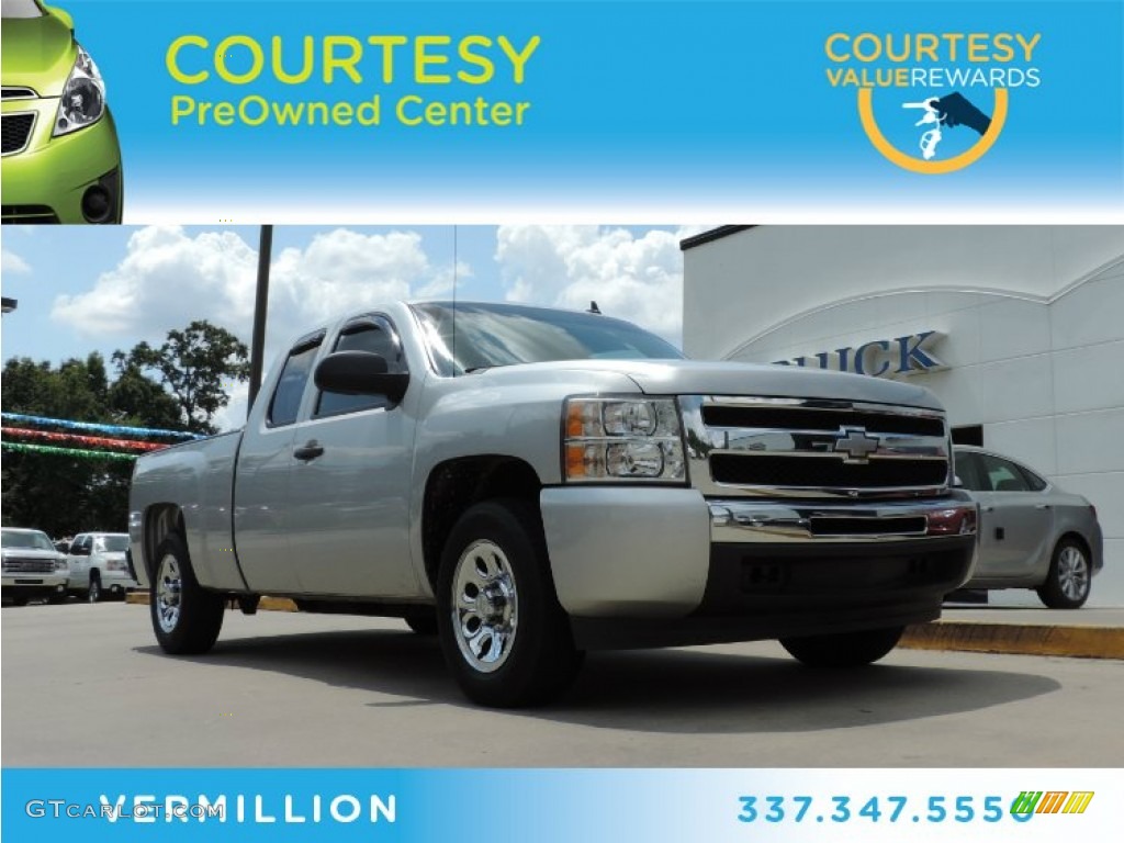 2010 Silverado 1500 LS Extended Cab - Sheer Silver Metallic / Dark Titanium photo #1