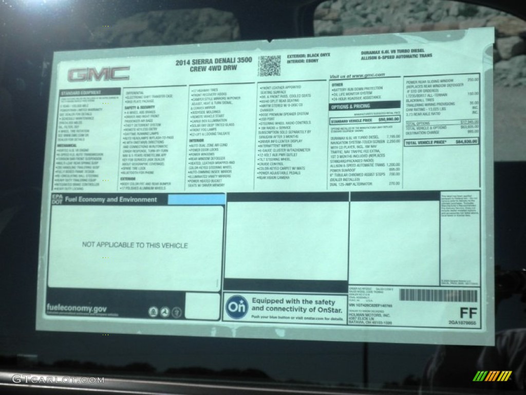 2014 GMC Sierra 3500HD Denali Crew Cab 4x4 Dually Window Sticker Photo #85304672