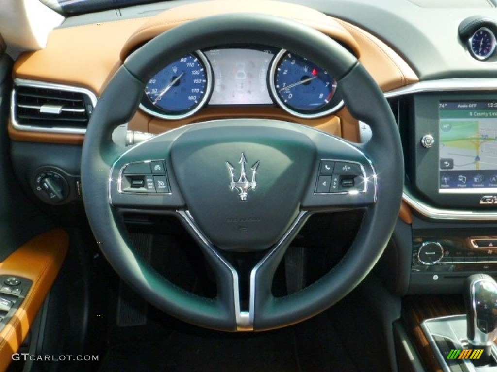 2014 Maserati Ghibli S Q4 Nero/Cuoio Steering Wheel Photo #85307207