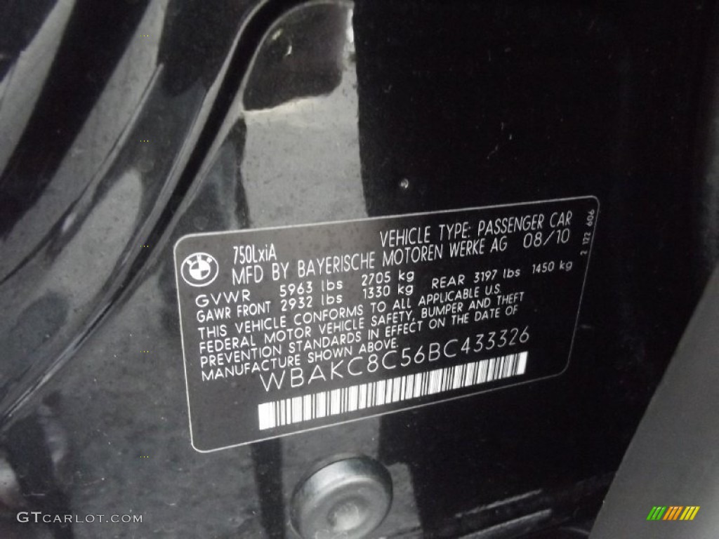 2011 7 Series 750Li xDrive Sedan - Black Sapphire Metallic / Black photo #48