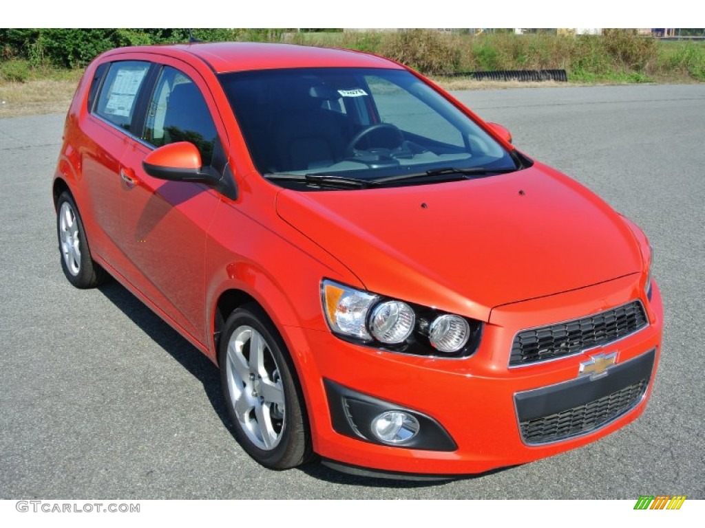 Inferno Orange Metallic 2013 Chevrolet Sonic LTZ Hatch Exterior Photo #85310924
